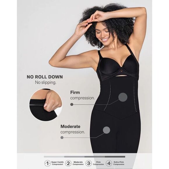 Leonisa Women's Extra High Waisted Firm Compression Shapewear Black Leggings Siz - Picture 4 of 8